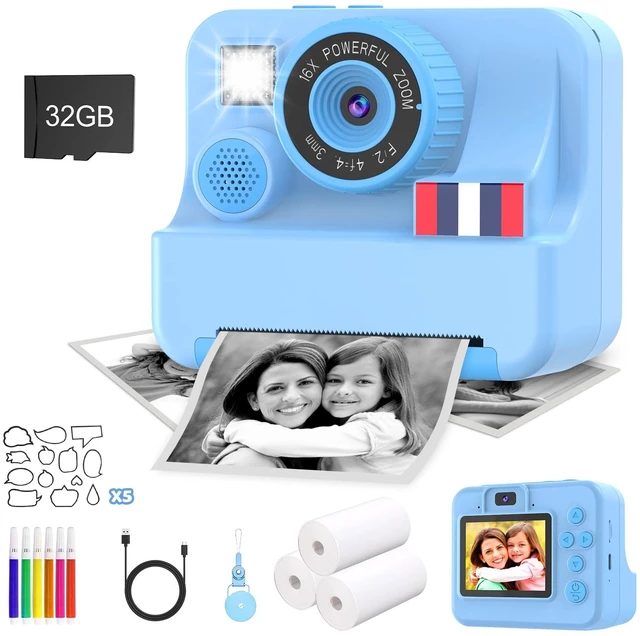 Main image of Instant Print Camera for Kids - Christmas Birthday Girls Boys Gifts for Age 3 4 5 6 7 8 9 10 Year Old, 2.4 Inch Screen Kids Instant Camera, Kid Digital Video Dual Cameras with 32 GB SD Card