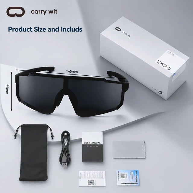 Alt view image 7 of 7 - Smart Sunglasses for Men/Women, Bluetooth Glasses for Cycling Running, Sports Sunglasses with UV400 Polarized Lenses, Bluetooth 5.4 for Music, Voice Control for Hiking Fishing (Grey)