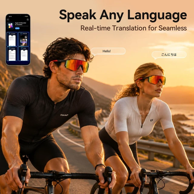 Alt view image 5 of 7 - Smart Sports Sunglasses for Men/Women, Bluetooth Glasses for Cycling Running Driving, UV400 Polarized Lenses, Bluetooth 5.4, 6-8H Playtime, Outdoor UV Protection and Voice Control (Orange)