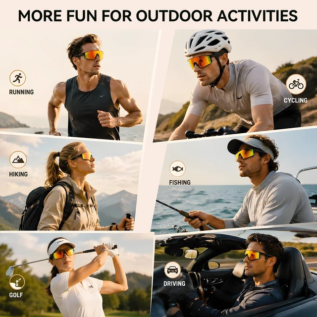 Alt view image 6 of 7 - Smart Sports Sunglasses for Men/Women, Bluetooth Glasses for Cycling Running Driving, UV400 Polarized Lenses, Bluetooth 5.4, 6-8H Playtime, Outdoor UV Protection and Voice Control (Orange)