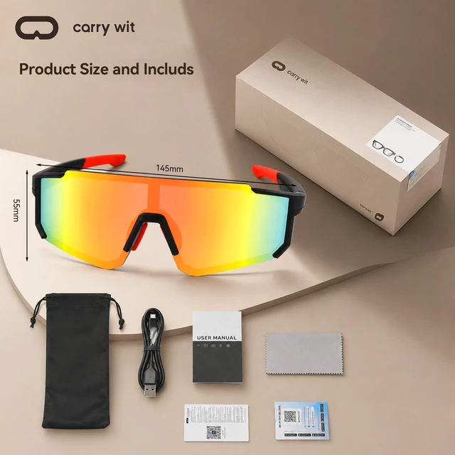 Alt view image 7 of 7 - Smart Sports Sunglasses for Men/Women, Bluetooth Glasses for Cycling Running Driving, UV400 Polarized Lenses, Bluetooth 5.4, 6-8H Playtime, Outdoor UV Protection and Voice Control (Orange)