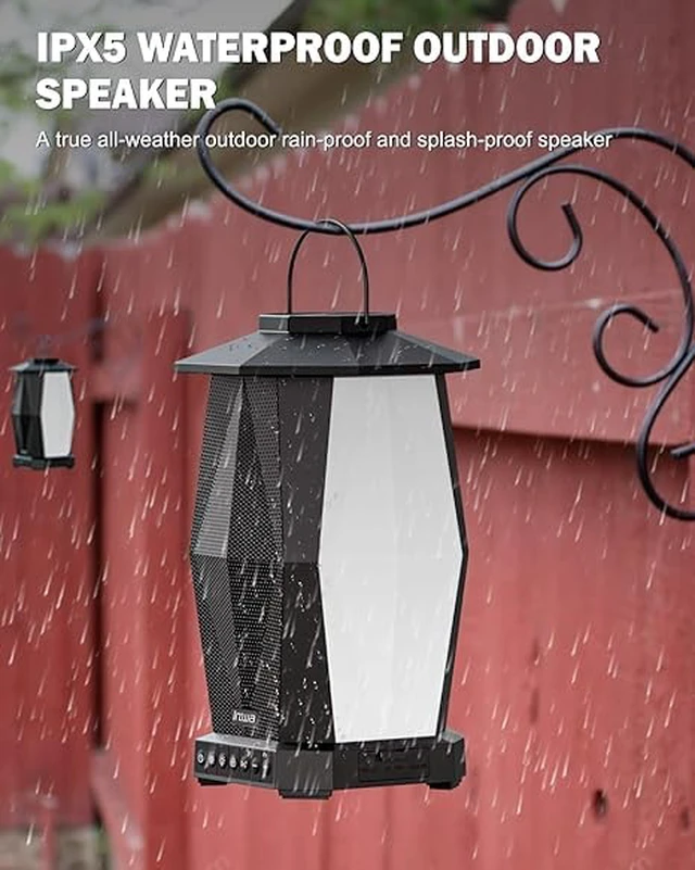 Alt view image 5 of 6 - Outdoor Speaker, Bluetooth Wireless Speaker with Lights, Sync up to 100 Speakers, IPX5 Waterproof, 25W, 2 Packs, Portable for Outdoors/Patio/Porch/Pool