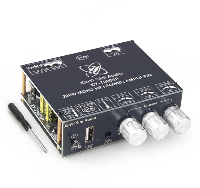 Main image of 200W Mono Amplifier Board TPA3221 Chip with TWS,Bluetooth/3.5mm AUX/USB Input,Vehicle Amplifier Wide Voltage Input 12-30V