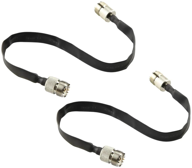 Main image of 2-Pack 11.8in UHF Female to UHF Female Door/Window Pass Through Flat Coaxial Cable SO-239 to SO239 Coax Window Pass Through for Amateur Radio (ham Radio), CB Radio