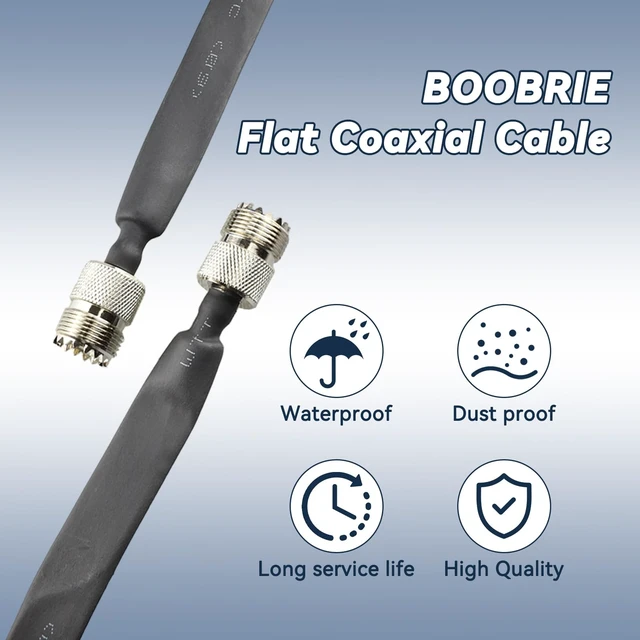 Alt view image 2 of 6 - 2-Pack 11.8in UHF Female to UHF Female Door/Window Pass Through Flat Coaxial Cable SO-239 to SO239 Coax Window Pass Through for Amateur Radio (ham Radio), CB Radio