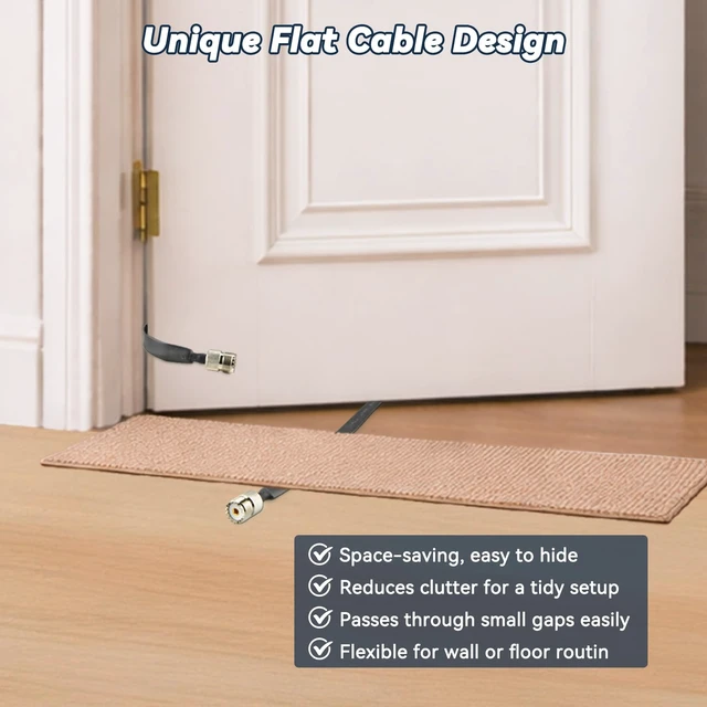 Alt view image 4 of 6 - 2-Pack 11.8in UHF Female to UHF Female Door/Window Pass Through Flat Coaxial Cable SO-239 to SO239 Coax Window Pass Through for Amateur Radio (ham Radio), CB Radio