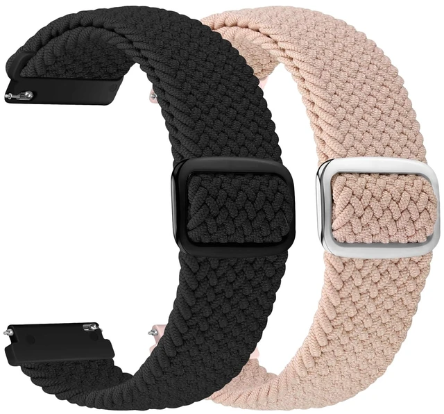 Main image of 2 Pack 20mm Quick Release Braided Bands Compatible with Garmin Venu, Forerunner 55/165/245/645, Vivoactive 6/5/3, Adjustable Band for Amazfit Active/Bip 3