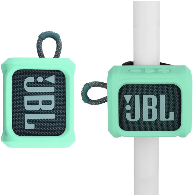 Main image of Silicone Case for JBL Go 3 Portable Speaker with Removable Strap for Bike Golf Cart Travel Carrying Case Protective Sleeve Speaker Cover(Mint Green)