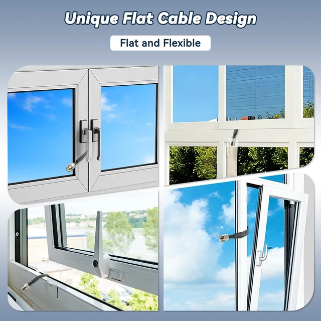Alt view image 5 of 6 - 2-Pack 11.8in UHF Female to UHF Female Door/Window Pass Through Flat Coaxial Cable SO-239 to SO239 Coax Window Pass Through for Amateur Radio (ham Radio), CB Radio