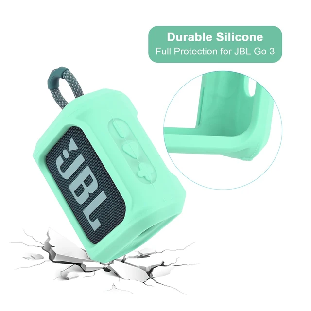 Alt view image 2 of 7 - Silicone Case for JBL Go 3 Portable Speaker with Removable Strap for Bike Golf Cart Travel Carrying Case Protective Sleeve Speaker Cover(Mint Green)