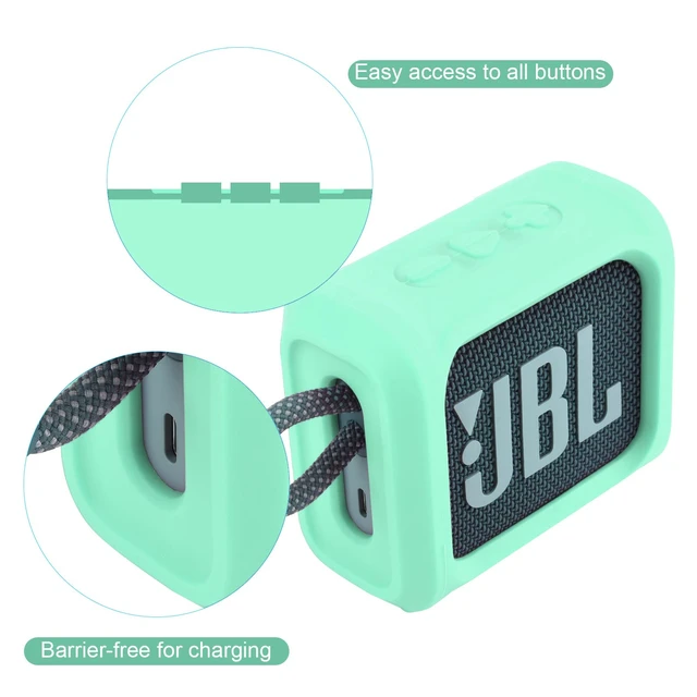 Alt view image 3 of 7 - Silicone Case for JBL Go 3 Portable Speaker with Removable Strap for Bike Golf Cart Travel Carrying Case Protective Sleeve Speaker Cover(Mint Green)