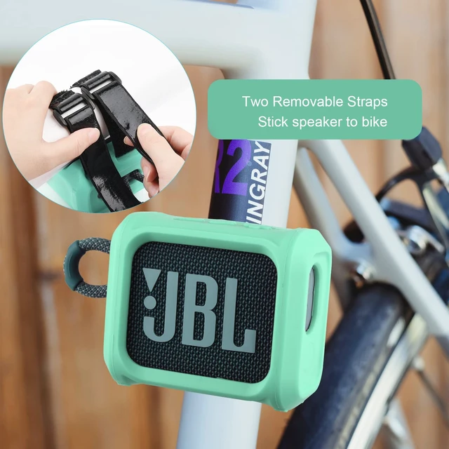 Alt view image 4 of 7 - Silicone Case for JBL Go 3 Portable Speaker with Removable Strap for Bike Golf Cart Travel Carrying Case Protective Sleeve Speaker Cover(Mint Green)