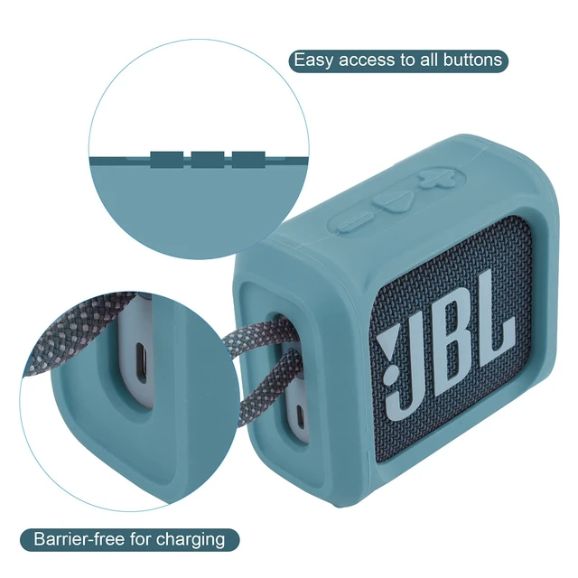 Alt view image 3 of 7 - Silicone Case for JBL Go 3 Portable Speaker with Removable Strap for Bike Golf Cart Travel Carrying Case Protective Sleeve Speaker Cover (Sky Blue)