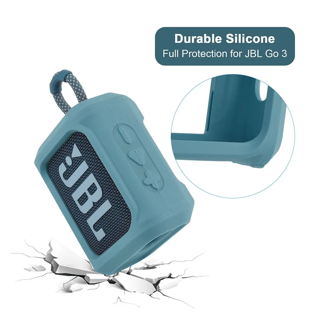 Alt view image 2 of 7 - Silicone Case for JBL Go 3 Portable Speaker with Removable Strap for Bike Golf Cart Travel Carrying Case Protective Sleeve Speaker Cover (Sky Blue)