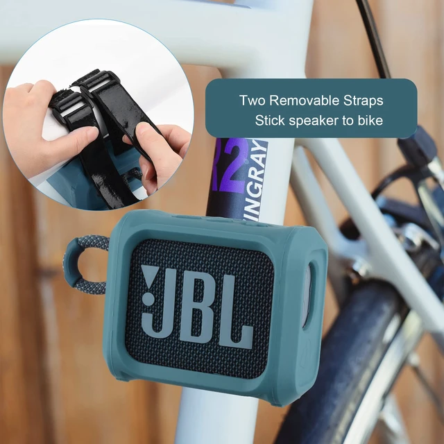 Alt view image 4 of 7 - Silicone Case for JBL Go 3 Portable Speaker with Removable Strap for Bike Golf Cart Travel Carrying Case Protective Sleeve Speaker Cover (Sky Blue)