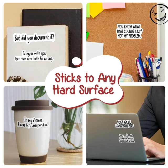 Alt view image 6 of 7 - Funny Work Stickers for Adults 20 Pcs, (10 Stickers x 2) - Strong Adhesive, Funny Laptop Decals - But Did You Die Sticker, But Did You Document It Sticker and Others