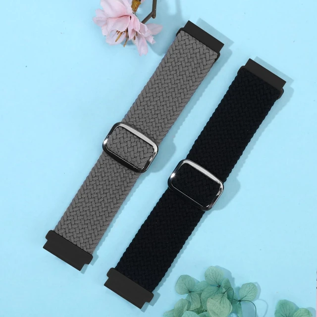Alt view image 5 of 7 - 2 Pack 20mm Quick Release Braided Bands Compatible with Garmin Venu, Forerunner 55/165/245/645, Vivoactive 6/5/3, Adjustable Band for Amazfit Active/Bip 3