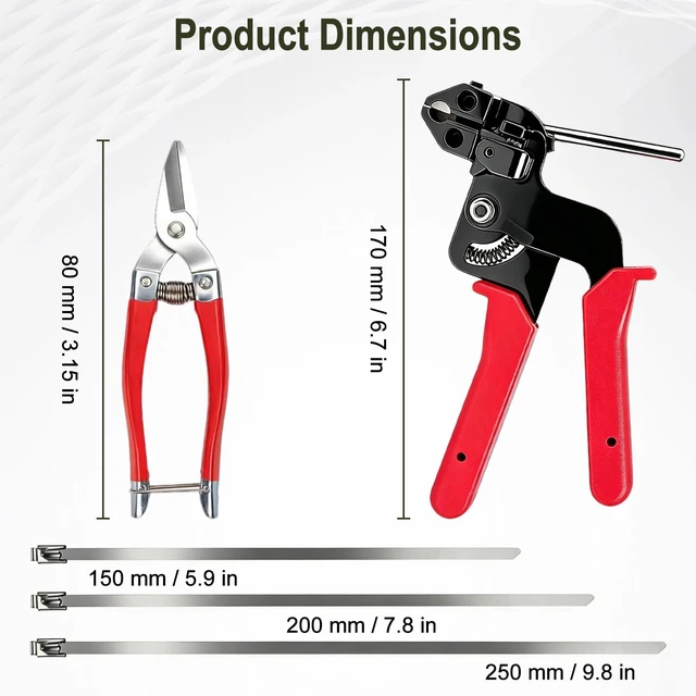 Alt view image 7 of 7 - 306PCS Metal Zip Tie Gun Kit, Heavy Duty Zip Tie Tool Include 300 Stainless Steel Zip Ties, Cutter Tool, Scissors, Gloves & Storage Bag for Fence, Chicken Coop and Outdoor Repairs