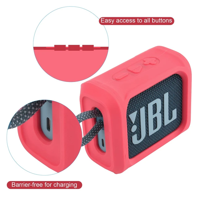 Alt view image 3 of 7 - Silicone Case for JBL Go 3 Portable Speaker with Removable Strap for Bike Golf Cart Travel Carrying Case Protective Sleeve Speaker Cover (Red)