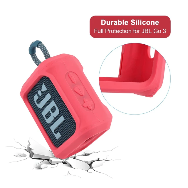 Alt view image 2 of 7 - Silicone Case for JBL Go 3 Portable Speaker with Removable Strap for Bike Golf Cart Travel Carrying Case Protective Sleeve Speaker Cover (Red)