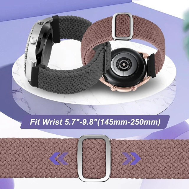 Alt view image 4 of 7 - 2 Pack 20mm Quick Release Braided Bands Compatible with Garmin Venu, Forerunner 55/165/245/645, Vivoactive 6/5/3, Adjustable Band for Amazfit Active/Bip 3