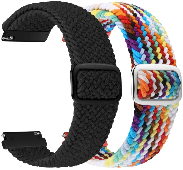 Main image of 2 Pack 20mm Quick Release Braided Bands Compatible with Garmin Venu, Forerunner 55/165/245/645, Vivoactive 6/5/3, Adjustable Band for Amazfit Active/Bip 3