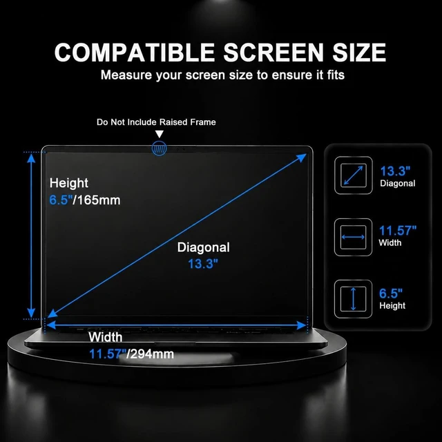 Alt view image 2 of 7 - 13.3 " Tempered Glass Screen Protector for HP/Dell/Samsung/Lenovo/Acer/MSI/ASUS/Razer Blade 13.3 Inch (294x165mm)Aspect Ratio 16:9 Laptop, 9H Hardness, Anti-fall, Fingerprint Resistant,Bubble Free