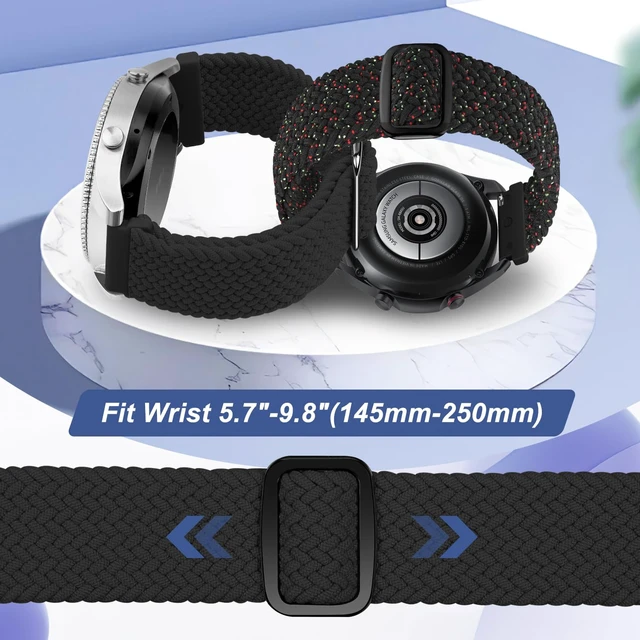 Alt view image 4 of 7 - 2 Pack 20mm Quick Release Braided Bands Compatible with Garmin Venu, Forerunner 55/165/245/645, Vivoactive 6/5/3, Adjustable Band for Amazfit Active/Bip 3