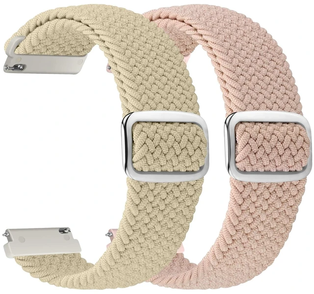 Main image of 2 Pack 20mm Quick Release Braided Bands Compatible with Garmin Venu, Forerunner 55/165/245/645, Vivoactive 6/5/3, Adjustable Band for Amazfit Active/Bip 3