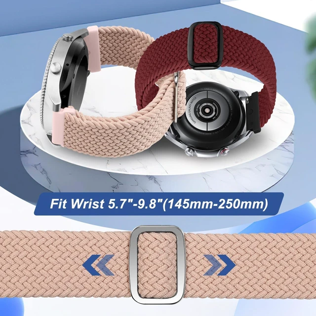 Alt view image 4 of 7 - 2 Pack 20mm Quick Release Braided Bands Compatible with Garmin Venu, Forerunner 55/165/245/645, Vivoactive 6/5/3, Adjustable Band for Amazfit Active/Bip 3