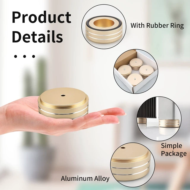Alt view image 3 of 6 - HiFi Speaker Spikes Isolation Stand Feet Pads 58x22MM, 4X Speaker Floor Protector Shock Absorber with Rubber Ring and Mounting Screws(M4*0.7) for AMP Turntable DAC Recorder