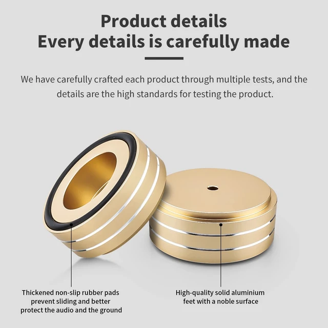 Alt view image 4 of 6 - HiFi Speaker Spikes Isolation Stand Feet Pads 58x22MM, 4X Speaker Floor Protector Shock Absorber with Rubber Ring and Mounting Screws(M4*0.7) for AMP Turntable DAC Recorder