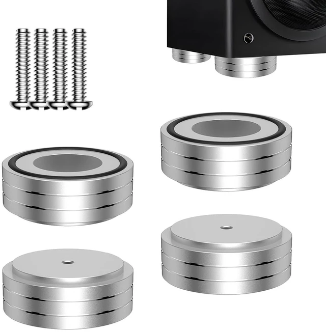 Main image of HiFi Speaker Spikes Stand Feet, 58 * 22MM, 4X Isolation Feet Pad Speaker Isolator Shock Absorber with Rubber Ring and Mounting Screws(M4*0.7) for AMP Turntable DAC Recorder