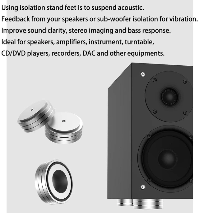 Alt view image 2 of 6 - HiFi Speaker Spikes Stand Feet, 58 * 22MM, 4X Isolation Feet Pad Speaker Isolator Shock Absorber with Rubber Ring and Mounting Screws(M4*0.7) for AMP Turntable DAC Recorder