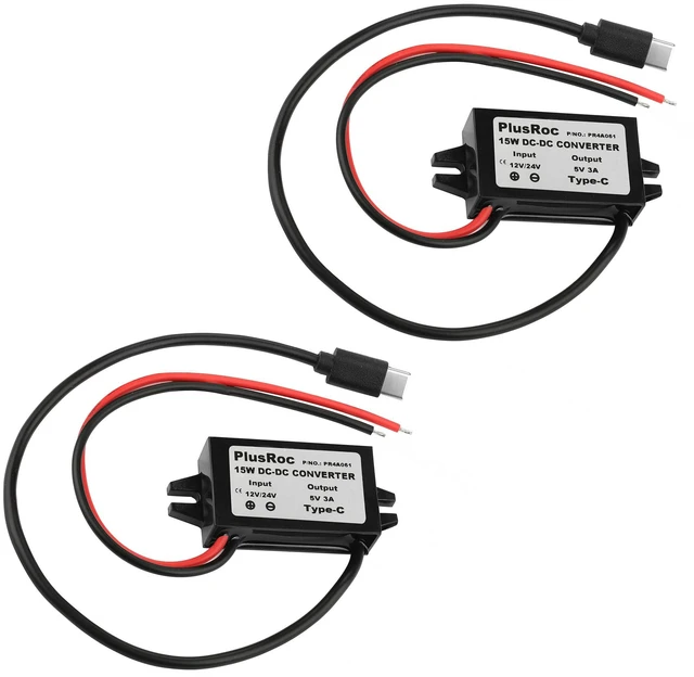 Main image of 2-Pack Waterproof DC 12V/24V to 5V 3A Buck Converter, USB-C Output Stable 5V/3A Output, Waterproof Sealed Enclosure, Built-in Multi-Protection, For Raspberry Pi 4, Automotive & DIY Projects