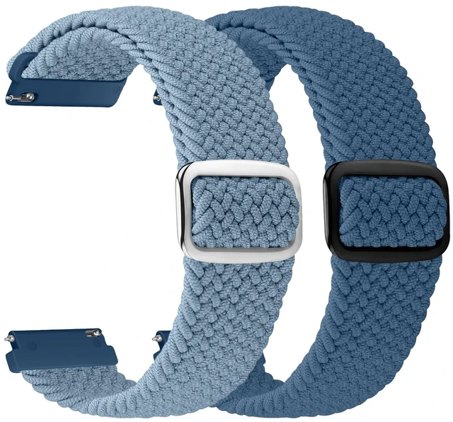 Main image of 2 Pack 20mm Quick Release Braided Bands Compatible with Garmin Venu, Forerunner 55/165/245/645, Vivoactive 6/5/3, Adjustable Band for Amazfit Active/Bip 3