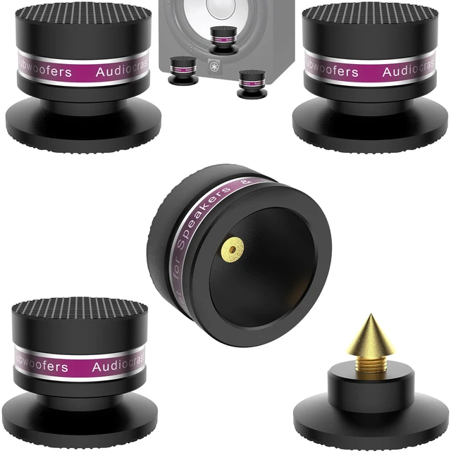 Main image of HiFi Speaker Spikes IF03B by Audiocrast, Speaker Vibration Dampener Stand Feet Pads Shock Absorber Isolation Pucks, Speaker Resonance Reducer with Non-Slip Mat for Turntable Amp CD DAC Recorder