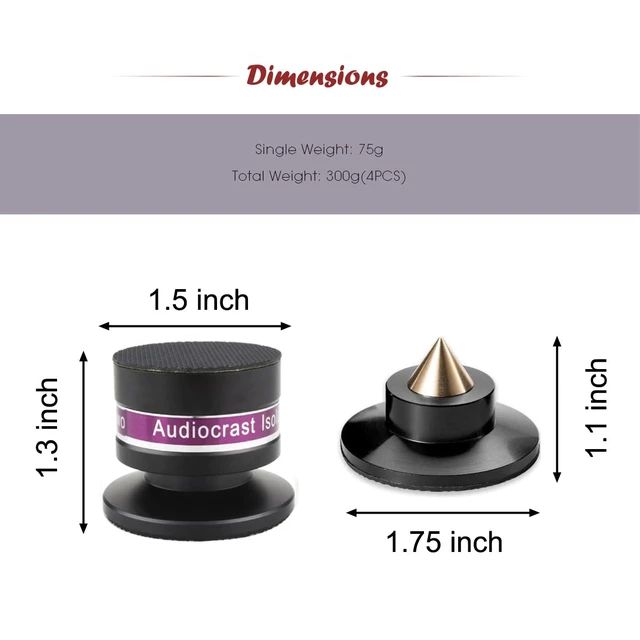 Alt view image 4 of 7 - HiFi Speaker Spikes IF03B by Audiocrast, Speaker Vibration Dampener Stand Feet Pads Shock Absorber Isolation Pucks, Speaker Resonance Reducer with Non-Slip Mat for Turntable Amp CD DAC Recorder