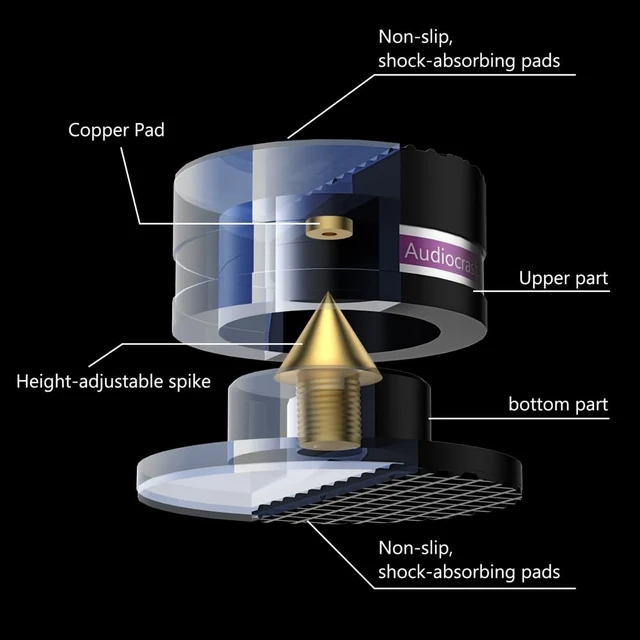 Alt view image 6 of 7 - HiFi Speaker Spikes IF03B by Audiocrast, Speaker Vibration Dampener Stand Feet Pads Shock Absorber Isolation Pucks, Speaker Resonance Reducer with Non-Slip Mat for Turntable Amp CD DAC Recorder
