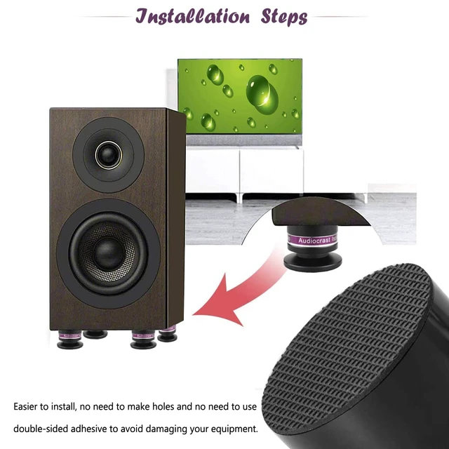 Alt view image 5 of 7 - HiFi Speaker Spikes IF03B by Audiocrast, Speaker Vibration Dampener Stand Feet Pads Shock Absorber Isolation Pucks, Speaker Resonance Reducer with Non-Slip Mat for Turntable Amp CD DAC Recorder