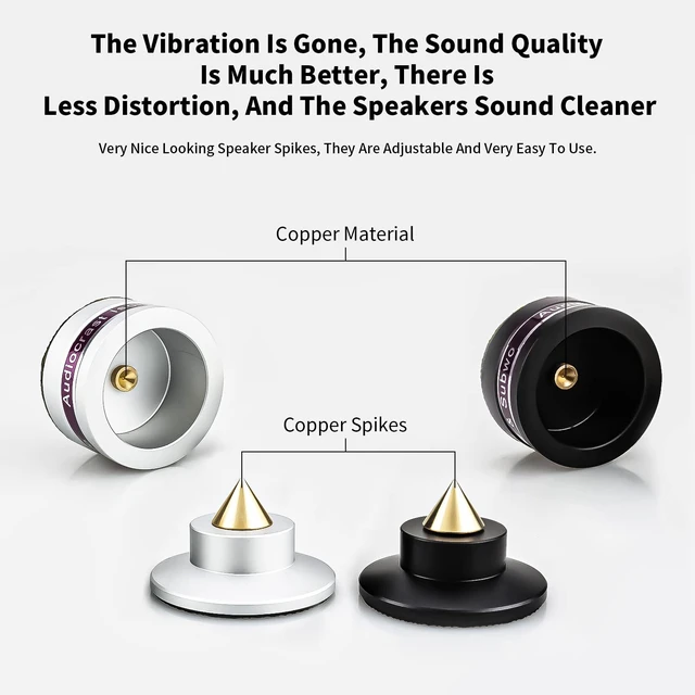 Alt view image 7 of 7 - HiFi Speaker Spikes IF03B by Audiocrast, Speaker Vibration Dampener Stand Feet Pads Shock Absorber Isolation Pucks, Speaker Resonance Reducer with Non-Slip Mat for Turntable Amp CD DAC Recorder