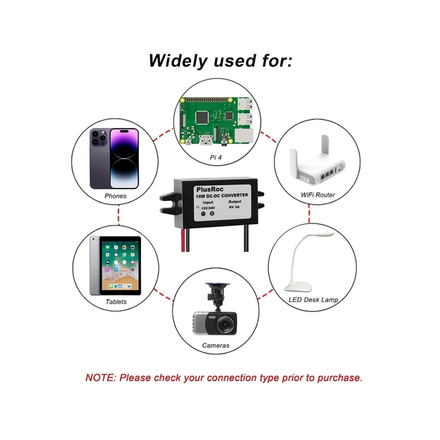 Alt view image 5 of 7 - 2-Pack Waterproof DC 12V/24V to 5V 3A Buck Converter, USB-C Output Stable 5V/3A Output, Waterproof Sealed Enclosure, Built-in Multi-Protection, For Raspberry Pi 4, Automotive & DIY Projects