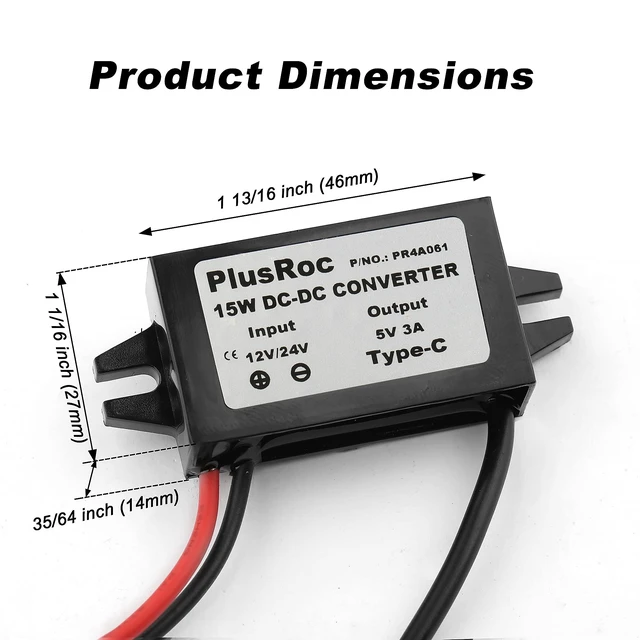 Alt view image 6 of 7 - 2-Pack Waterproof DC 12V/24V to 5V 3A Buck Converter, USB-C Output Stable 5V/3A Output, Waterproof Sealed Enclosure, Built-in Multi-Protection, For Raspberry Pi 4, Automotive & DIY Projects