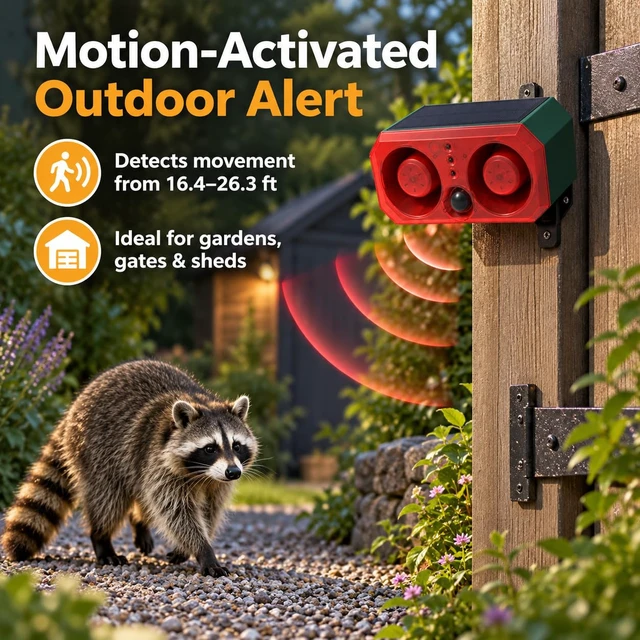 Alt view image 7 of 7 - Solar Motion Alarm 130dB Dual Speakers, 3 Modes Solar+USB Charging Custom & Preset Sounds Night/24H/Timer For Yard, Coop, Farm, Driveway, Garden, Barn