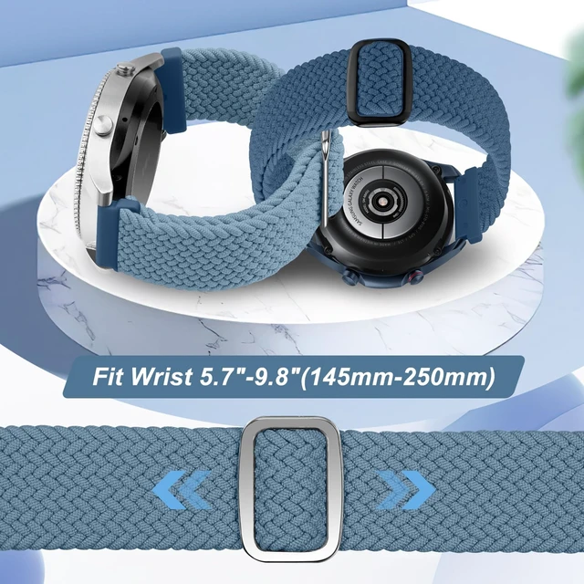 Alt view image 4 of 7 - 2 Pack 20mm Quick Release Braided Bands Compatible with Garmin Venu, Forerunner 55/165/245/645, Vivoactive 6/5/3, Adjustable Band for Amazfit Active/Bip 3