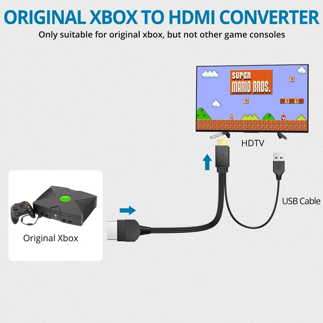 Alt view image 3 of 7 - HDMI Adapter for Original Xbox Console, Plug & Play, Liner Desgin Native Component Signals HDMI Cable Compatible with Original Xbox Console