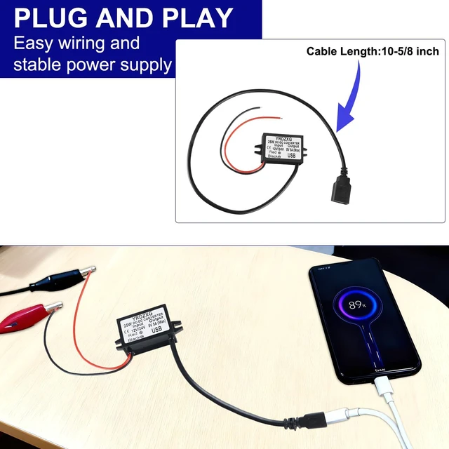 Alt view image 3 of 6 - 3Pcs USB Female 5V 5A 25W DC Converter 12V 24V to 5V DC Buck Converter Adapter Buck Module