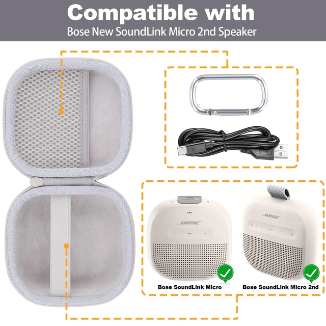 Alt view image 3 of 7 - Hard Case for Bose SoundLink Micro 2nd Gen Portable Bluetooth Speaker Protective Storage Box, Portable Carrying Box, Smooth Zipper, Zippered Closure, Travel-ready, White Case