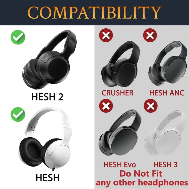 Alt view image 2 of 5 - Earpads for Skullcandy Hesh/Hesh2 Headphones - MF Black