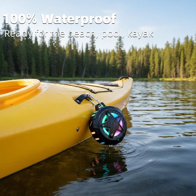 Alt view image 2 of 7 - Shower Speaker Bluetooth Waterproof for Paddle Board Gifts Teen Boys Portable Wireless Speakers, IP67 Floating, TF Card, Small Outdoor Stuff with LED Light for Beach, Kayak, Gifts for Kids, Men